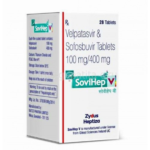 Велпатасвир + Софосбувир Sovihep V Zydus 3 шт.